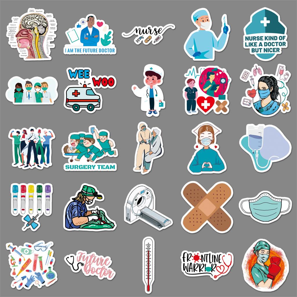 50 Doctor Occupation Graffiti Stickers Personalized Creative Decorative Water Cup Mobile Phone Case Computer Suitcase Stickers