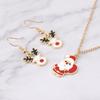 Christmas Collection Jewelry Set Reindeer Head Drop Earrings Santa Claus Charm Necklace Xmas Gift For Women Girls