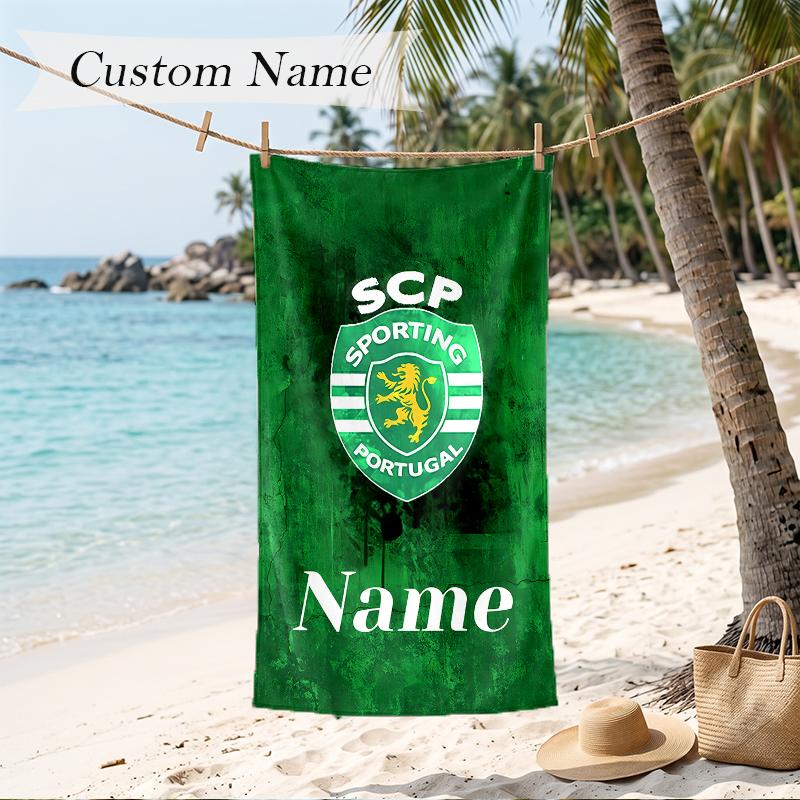 Sporting Clube de Portugal Custom Name Printed Beach Towel Personalized Soft Towel For Swimming Beach Travel