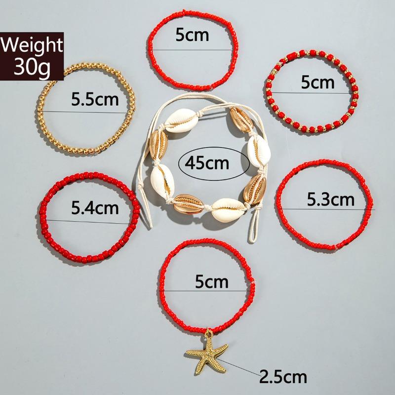 7 Pcs/Set Bohemian Beaded Braided Starfish Rice Beads High-value Creative Bracelet