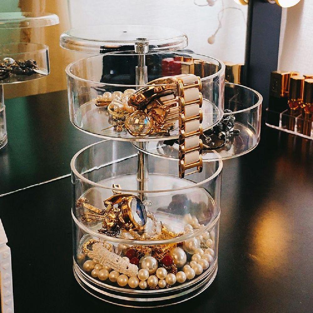

Полка для макияжа Отделение Держатель для колец Коробка для колец Поворотная шкатулка для драгоценностей Чехол для хранения сережек