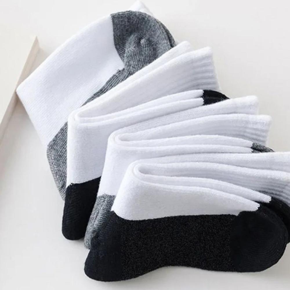 5 Pairs Two-color Kid Boys Anti-slipping Sock Breathable Student White Socks White Socks