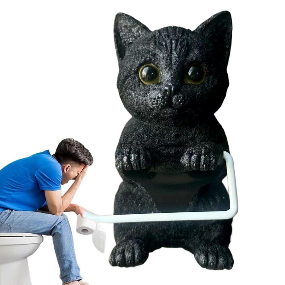 Toilet Roll Holder Wall Mount Cat Home Decor Funny Toilet Tissue Holder Roll Stand for Bathroom Kitchen Counter Office Apartment