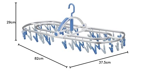 CB Japan Laundry Drying Rack, Blue x Light Blue, Aluminum Frame, 48 Pinch, Hanger, for Bulk Drying, Freestanding Hooks, Kogure x Laundry Teacher