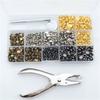 180Sets Leather Rivets Double Caps Rivets Tubular Metal Studs with 3 Setting Tool Punch Plier for Leather Craft Repair