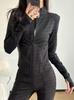 Women's Quick-Dry Slim Fit Sports Jacket with Stand Collar and Fingerless Sleeves for Yoga and Running
