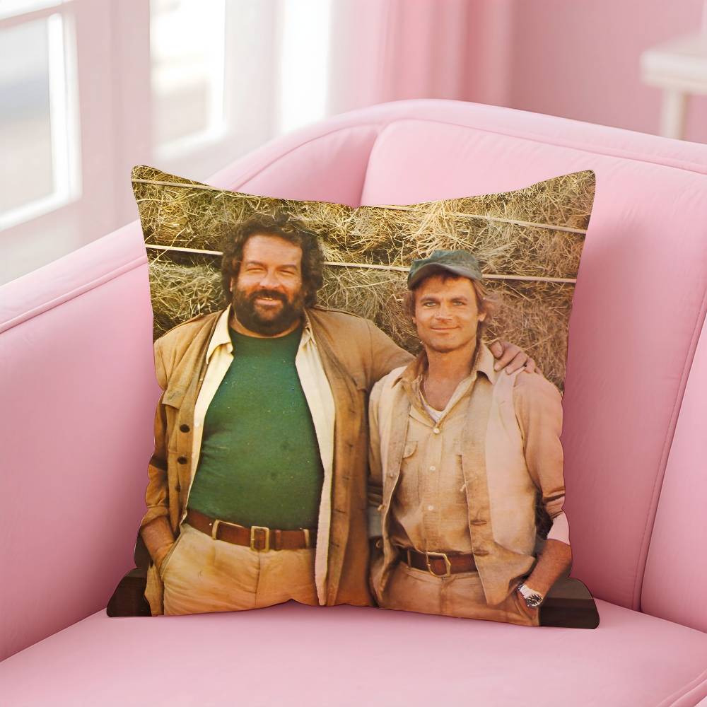 T-Terence Hill And Bud S-Spencer Pillow Case Anti-Dustmite Pillowcase Invisible Zipper Silky Short Plush Sofa Cushion Cover
