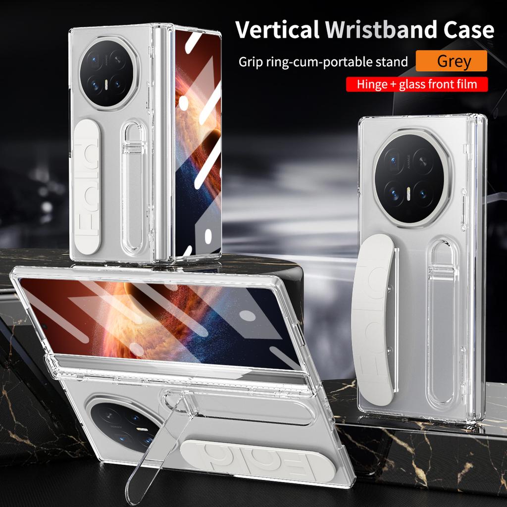 For Huawei Honor Magic V6 Case Hard Silicone Wrist Strap Folding Protective Back Cover Case For Magic V6 With Glass Film Shell