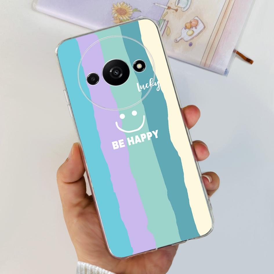 For Funda Xiaomi Redmi A3 Case 2024 Fashion Flower Transparent Silicone Soft TPU Phone Case For Xiomi Redmi A3 RedmiA3 4G Covers