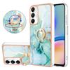 For Samsung Galaxy A05s 4G Case with Ring Kickstand Marble Pattern Electroplating TPU Back Cover