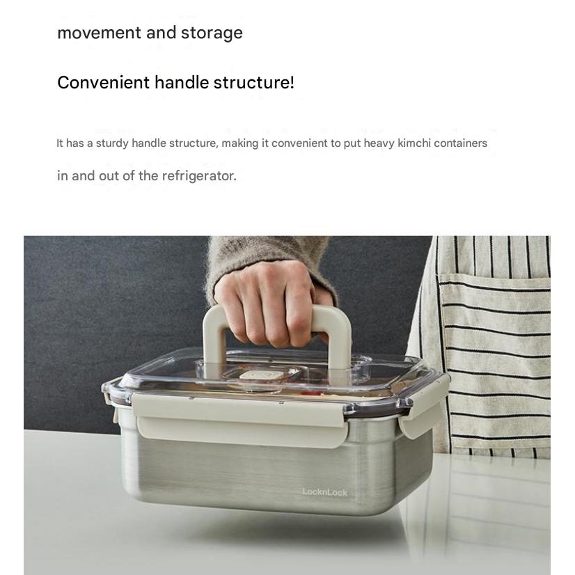 LOCK & LOCK Breathing Airtight Kimchi Container (7opt.), Fermentation Box, Stainless Steel, Korean