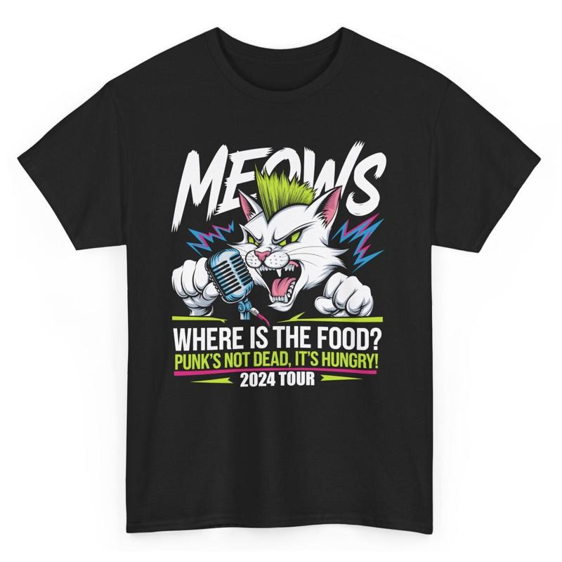 Punk'S Not Dead It'S Hungry Funny Cat T Shirt Where'S The Food Humorous