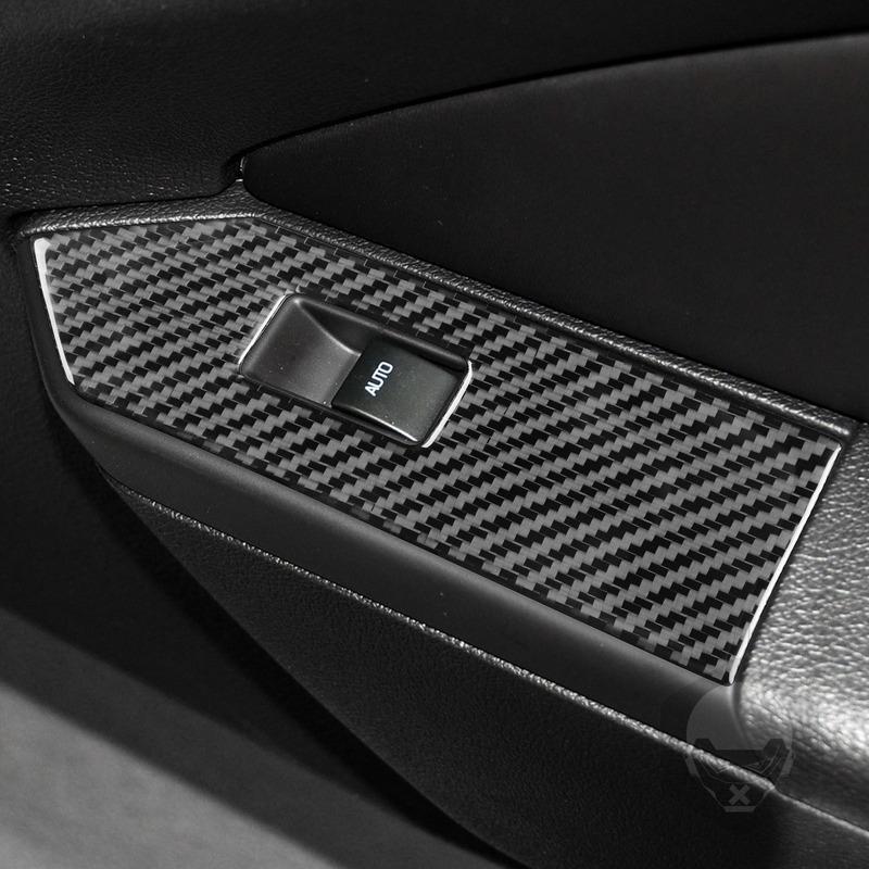 For Ford Mustang 2009-2013 Accessories Carbon Fiber Window Lift Switch Control Panel Trim Cover Car Interior Decoration Sticker