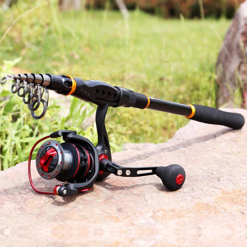 Fishing Rod and Reel Combo Carbon Telecopic Fishing Pole with Spinning Reel Saltwater Fishing Set