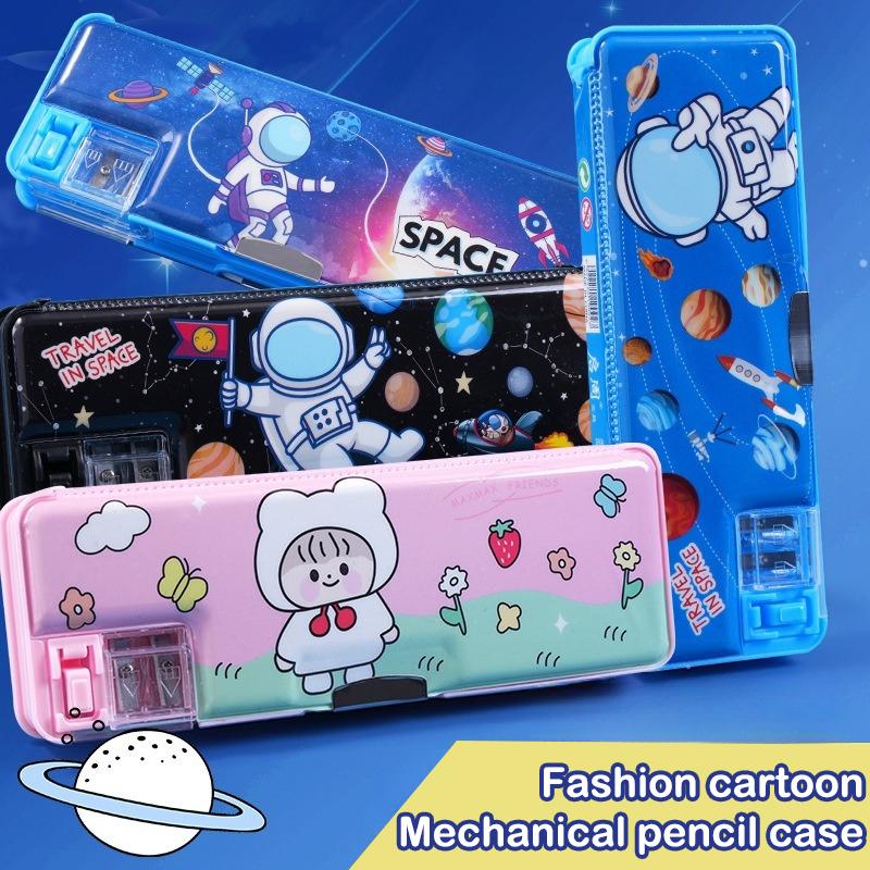 Multifunktionale Stiftebox für Mädchen Süßes Mäppchen Mäppchen mit Anspitzer Cartoon Stiftetasche Geschenke