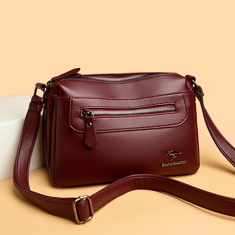 Fashionable Women's Leather Crossbody Bag, Elegant Shoulder Bag, Women's Large Capacity Crossbody Bag, Retro Shoulder Bag, Multi Pocket Shoulder Bag