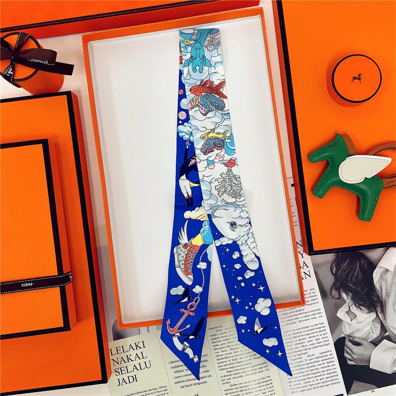 

Brand Design Twill 100% Mulberry Silk Scarf for Women Luxury Fashion Scarf Lady Foulard Skinny Bag Scarves Neckerchief 5X85 CM