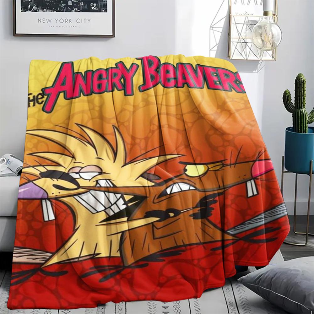 1PC The Angry Beavers Print Flannel Blanket, High quality Comfortable for All Seasons, Home Decor, Warmth and Comfort, Perfect for Christmas Gifts205