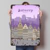 Travel To Antwerp Tinplate Poster Customized Wall Art Vintage Metal Signs Retro Tin Plaque for Decoration Home Decorations House