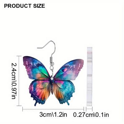 Colorful Butterfly Earrings - Lightweight Acrylic for Spring/summer Style, Perfect Holiday Gift.