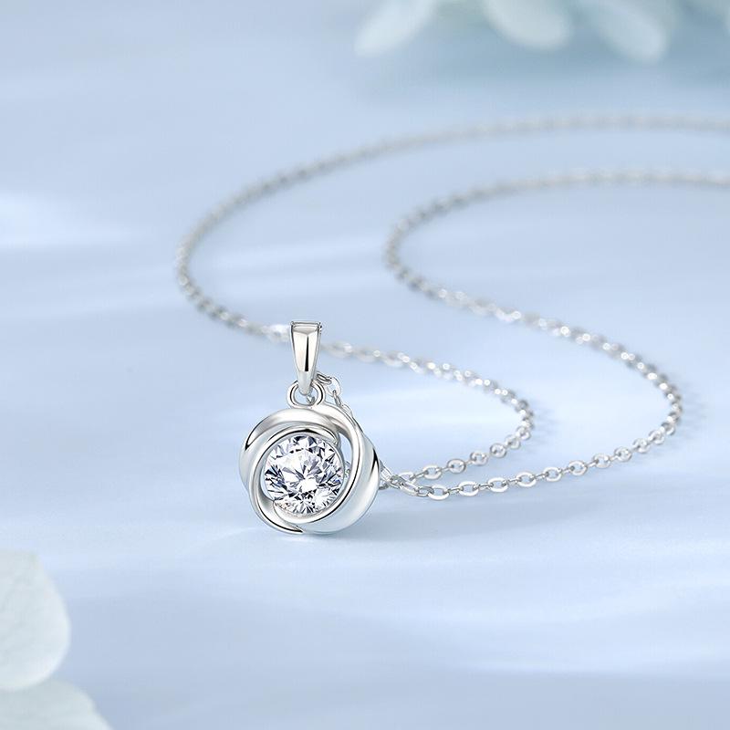 Tichya Mobius Necklace: Women s 999 Sterling Silver, Luxury Zirconia Clavicle Chain 999 Silver