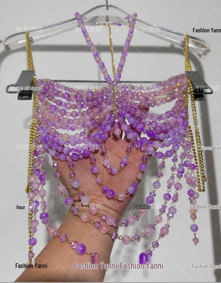 Yanni Hot Girl Perlen Körperkette Halskette und Midi-Rock Set