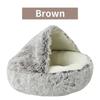 Warm Long Plush Pet Bed Round Cats Cushion Cat House 2 in 1 Comfortable Sleep Bag Enclosed Round Cat Cushion House Warm Basket