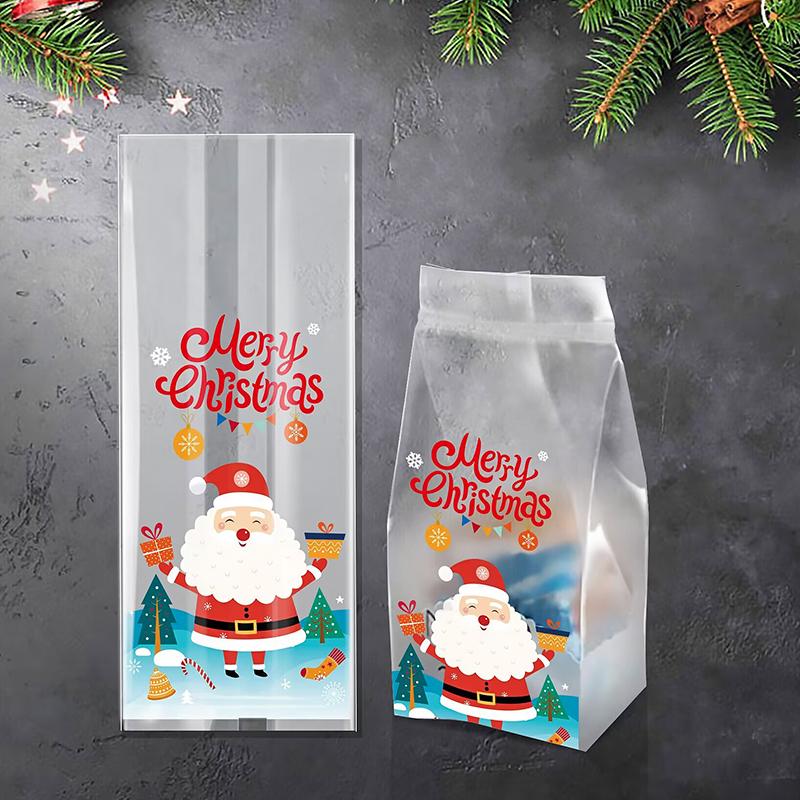 

50PC Snowflake Pattern Holiday Durable Material Festive Decoration Packaging Gift Christmas Bags Home Transparent Parties 2 Sizes S