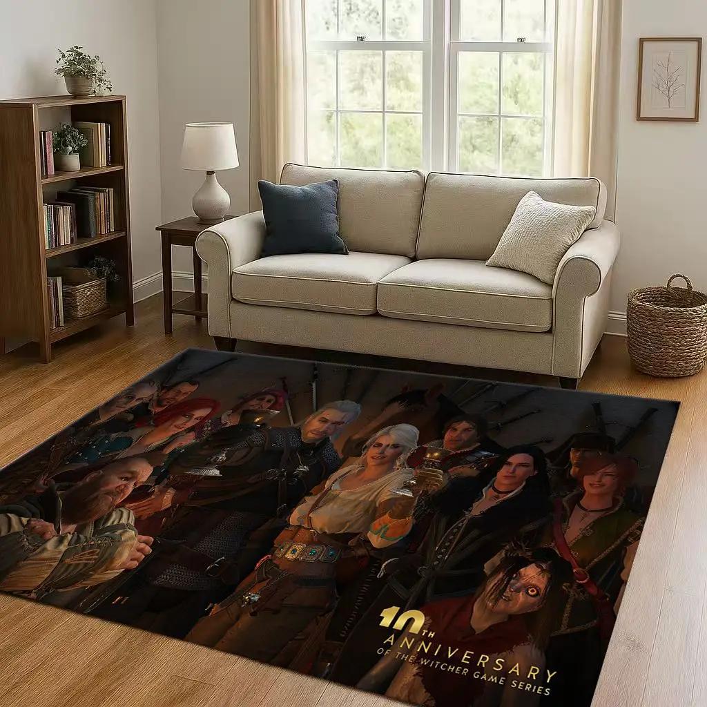 HD The W-Witcher Game Geralt Gamer Cartoon Living Room Non-Slip Area Rug Carpet For Bedroom Playroom Sofa,Home Doormat Kid Gift
