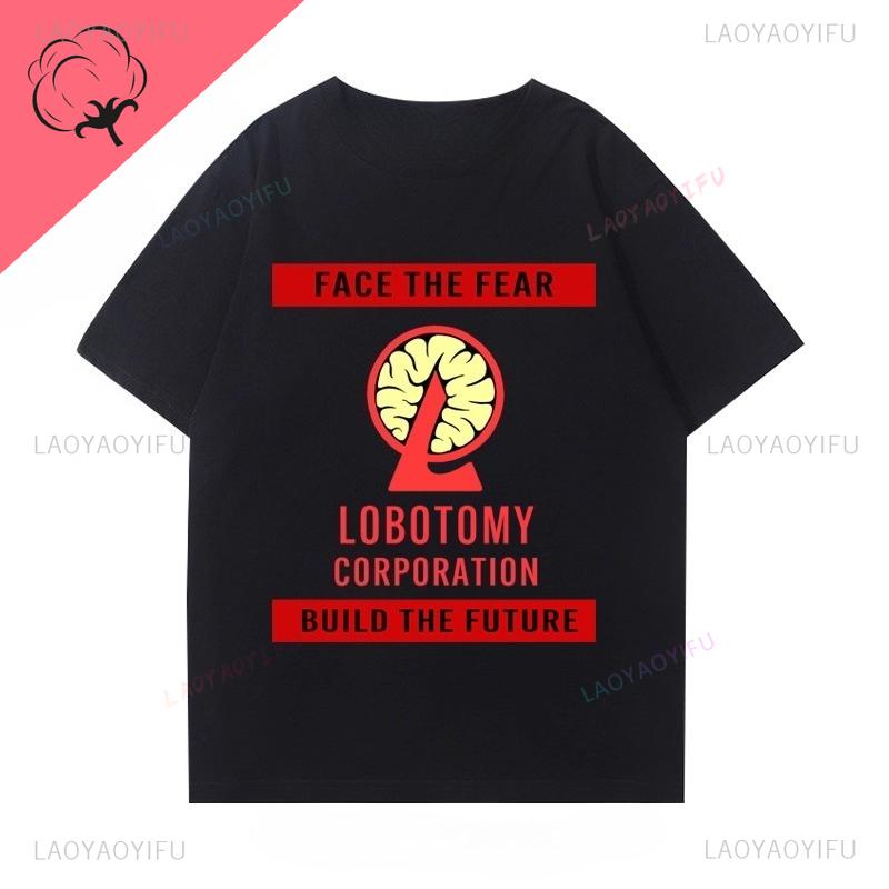 Lobotomy Corporation Game Shirt Face The Fear Build The Future Camiseta Classic Gamer Top Cotton Crewneck Streetwear Printed Tee S