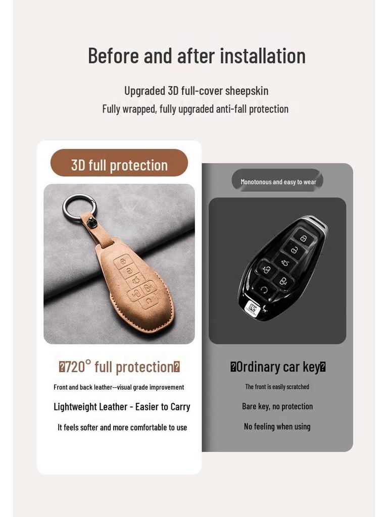 BYD D9 Key Faux Suede Protective Shell - Luxury Car Key Case
