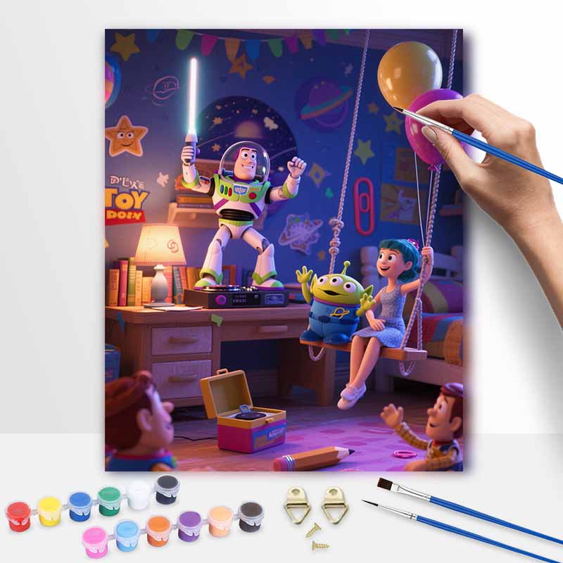Disney Toy Story Buzz Lightyear Digital Oil Painting Art Kit Handmade Coloring Painting Home Decor
