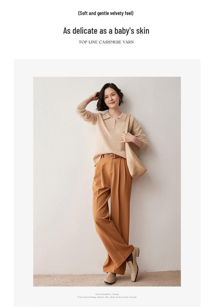Autumn/Winter 2024 Women's Lamb Cashmere Polo Neck Loose Knit Sweater