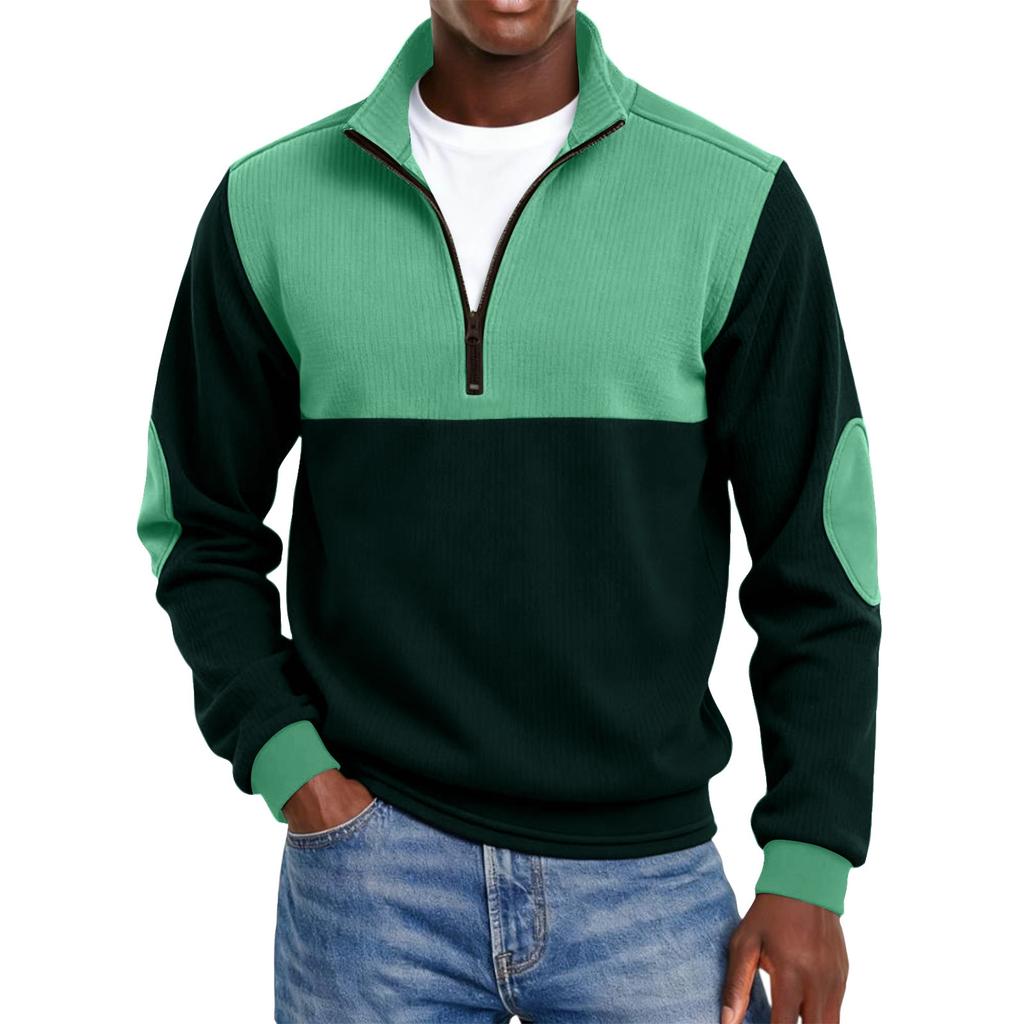 Herre Colorblock Halv Glidelås Ståkrage Genser Herre Sport Stor Størrelse Casual Ståkrage Genser