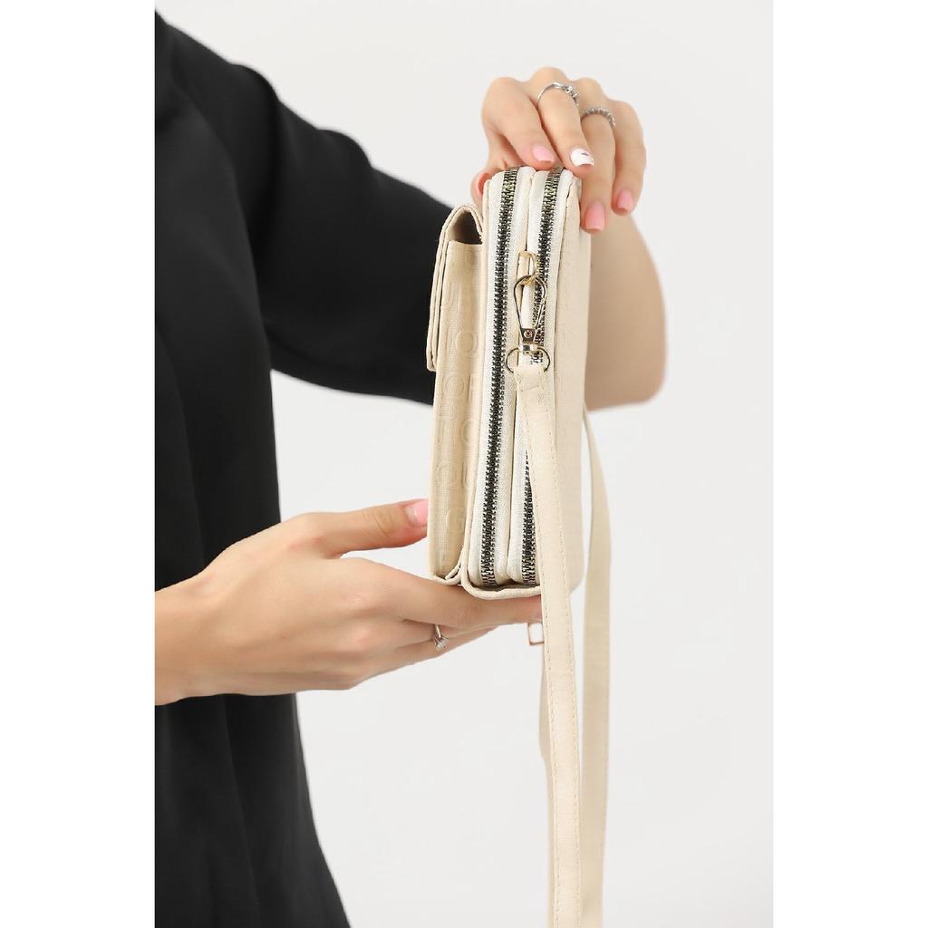 Unique Market Schwarze Damen-Handy-Umhängetasche mit 3 Fächern