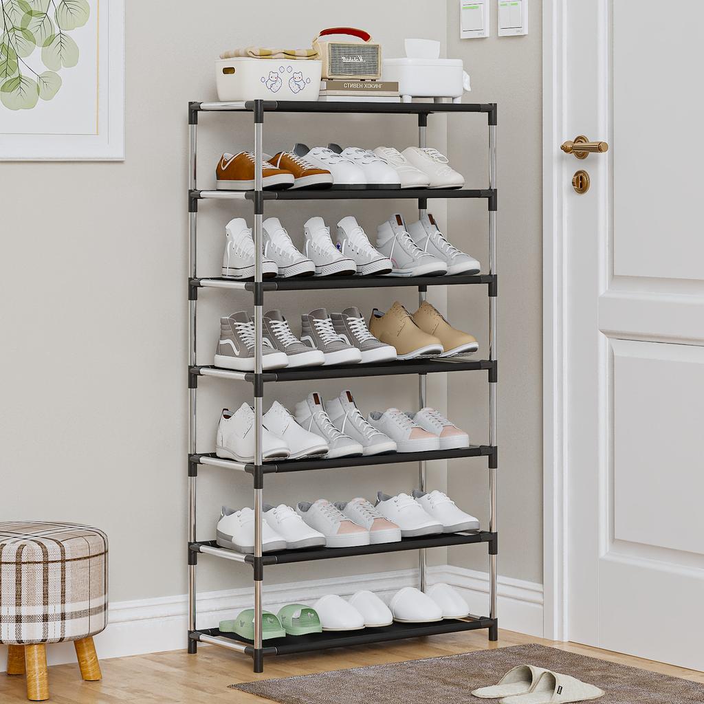 Portascarpe Elegante da Casa Scaffale per Scarpe in Metallo Organizer per Calzature Supporto Salvaspazio Scaffale Nero per Scarpe per Soggiorno