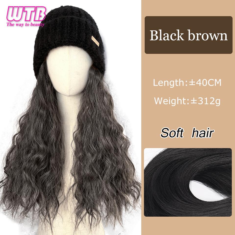 

WTB синтетическая шапка, парики для женщин, 16 дюймов, длинные вьющиеся волосы, синтетический парик, теплая, мягкая, лыжная, вязаная, осенне-зимняя шапка