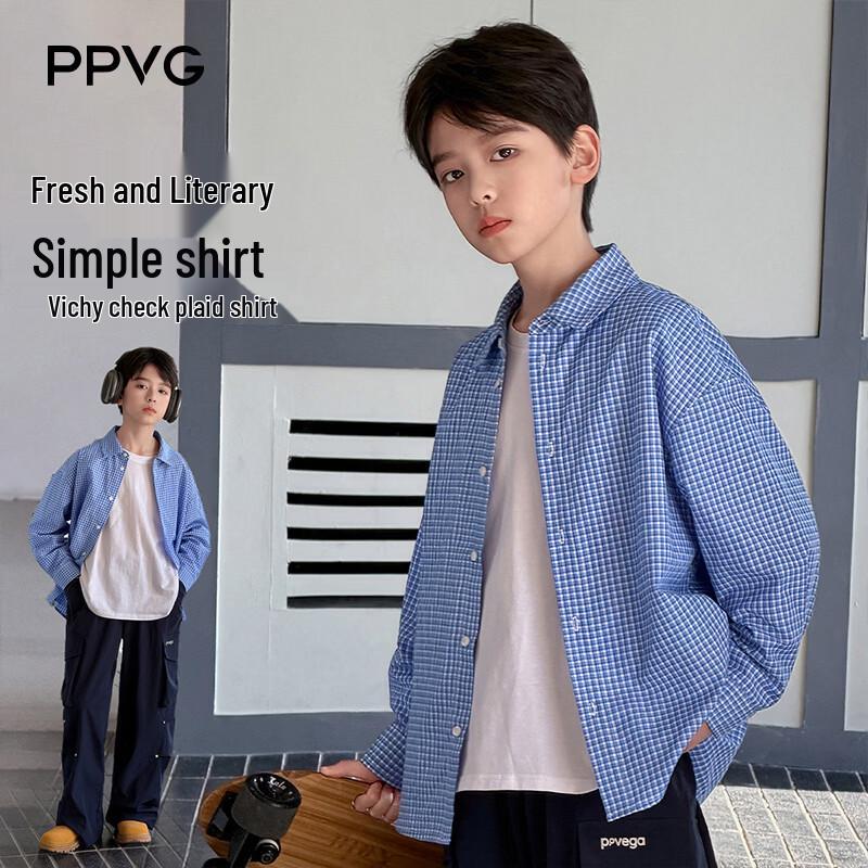 Boys  Plaid Long Sleeve Casual Shirt 120