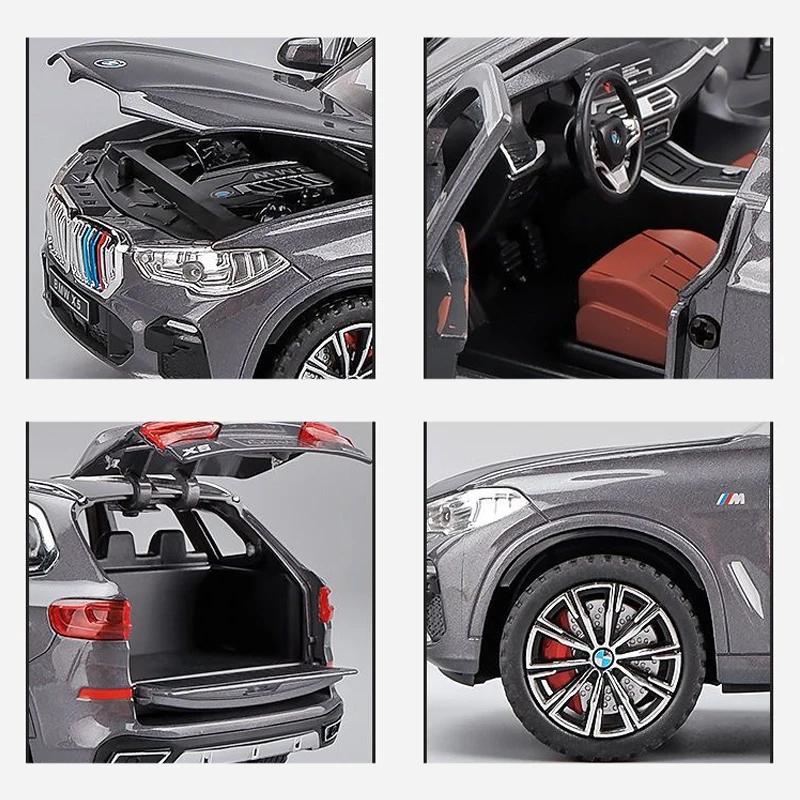 1/24 BMW X5 Alloy Car Model Diecast Car Sound Light Car Lovers Collection Kids Birthday Gift Metal Boys Toys Fashionable Ornaments