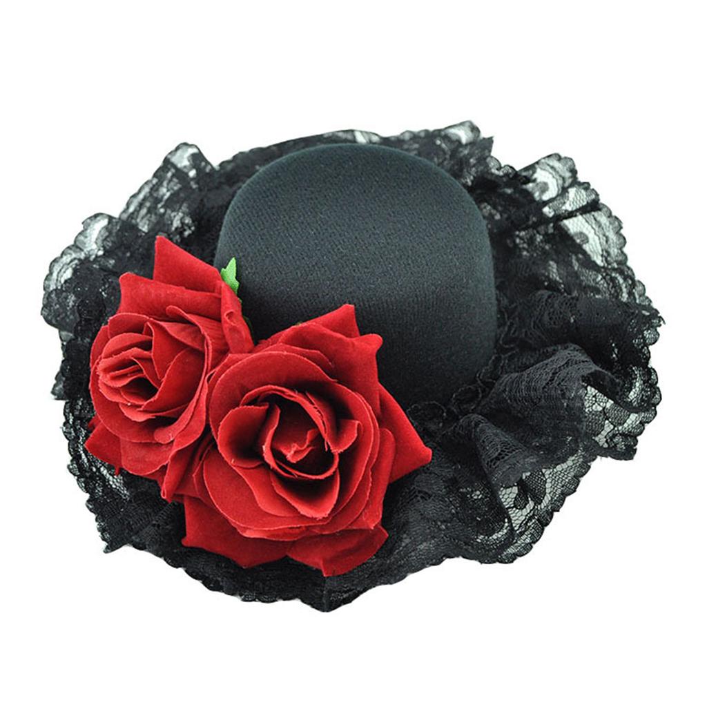 Lightweight Polyester Top Hat Headdress Gothic Floral Hair Accessory Daily Use Costume Party Wedding Event