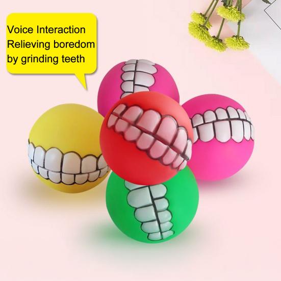 Teeth Ball Dog Chew Toy Bite Resistant Squeaky Ball Pet Interactive Toy Small Medium Large Dogs Teething Cleaning Ball Toy
