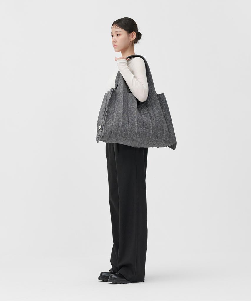 Pleatsmama Big Shoulder Bag Glitter Stone Brown