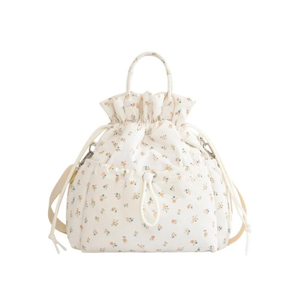 Large Capacity Drawstring Insulated Lunch Bag Floral Leopard Print Meal Container Bag  Picnic