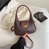 Borsa a mano/a spalla da donna, capiente, nuovo design alla moda, trama intrecciata, colore unito casual, a forma di mezzaluna