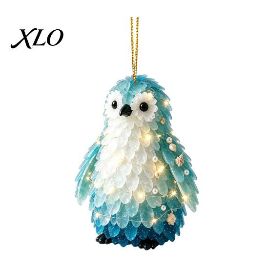 Decorative Animal Shaped Ornaments Blue Glass House Christmas Hanging Ornament, Acrylic Double Side Thoughtful Gift Ideas Printed Tree Decor Pendant,