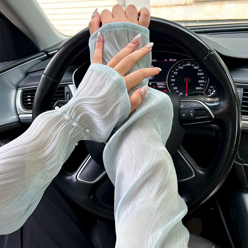 Sommer Neue Diamant Eis Dünne Ärmel Für Frauen Mädchen Fahren Sonnenschutz Langärmliger Arm Outdoor Einfarbig Reitärmel