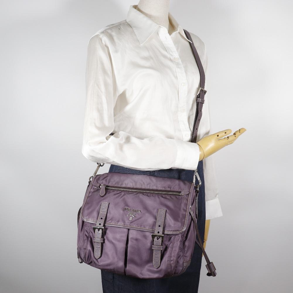 PRADA Shoulder Bag BT0687 MIRTILLO purple Nylon/leather Women Used