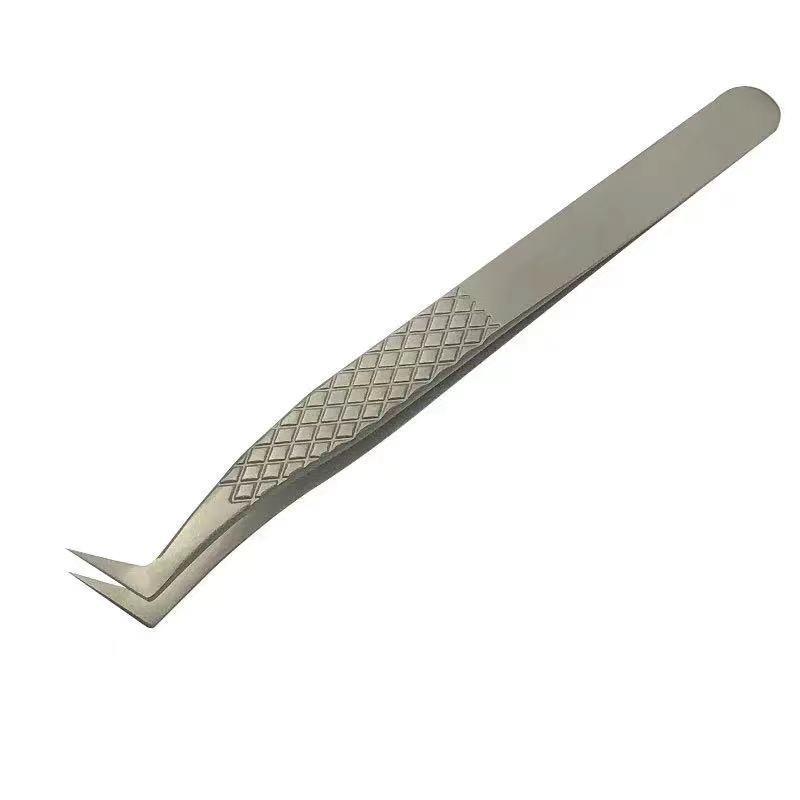 7-Shaped Cross-Stripped Eyelash Extension Tweezers for Grafting and Custom Lashes.
