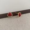 Elegant French Retro Red Rhinestone Triangle Stud Earrings – High-End, Fashionable, Versatile Design