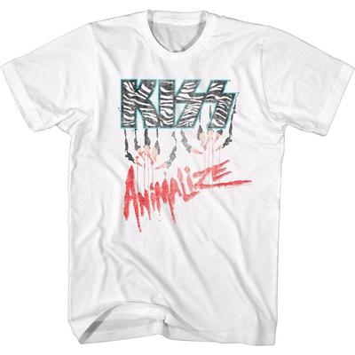 Kiss Animalize Logo White Rock and Roll Music Band T-shirt Tops Tees Men's Women's Unisex